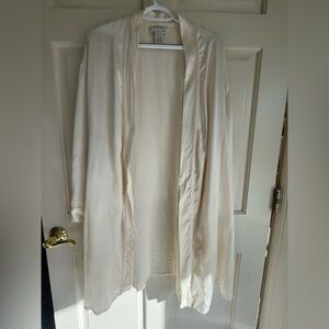 Nordstrom Cream Silk Satin-Trim Robe